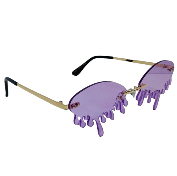 6071 | Purple Rimless Drip Novelty Sunglasses - Picture 2 of 5